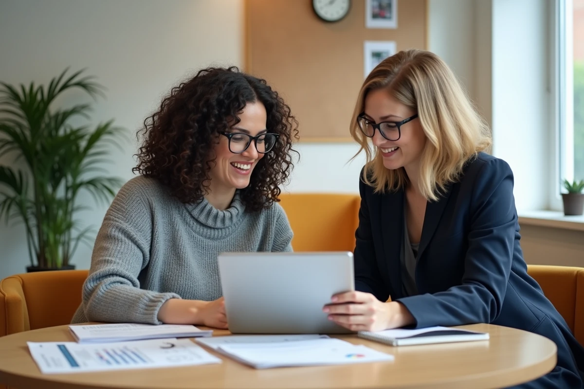 Deux femmes discutant autour d une table avec ressources PIAL NancyMetz