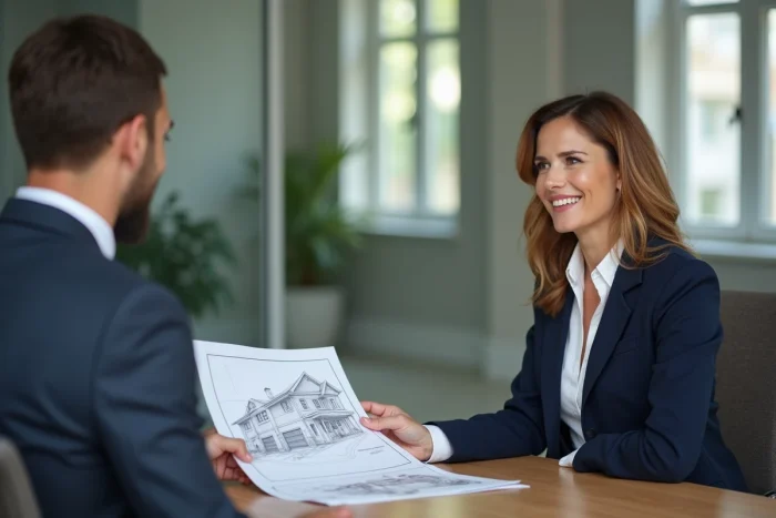 Femme confiante en immobilier dans un bureau moderne