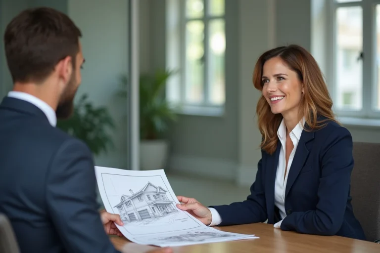 Femme confiante en immobilier dans un bureau moderne