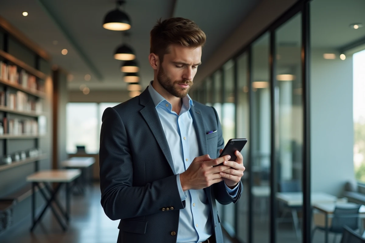 Homme en bureau supprimant son vote sur Messenger