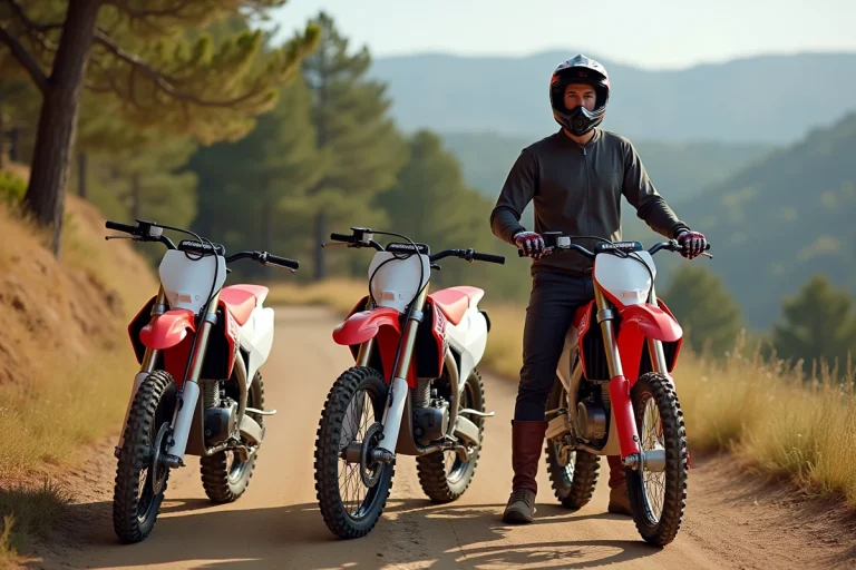 Coureur en motocross avec Honda 600 XR en nature