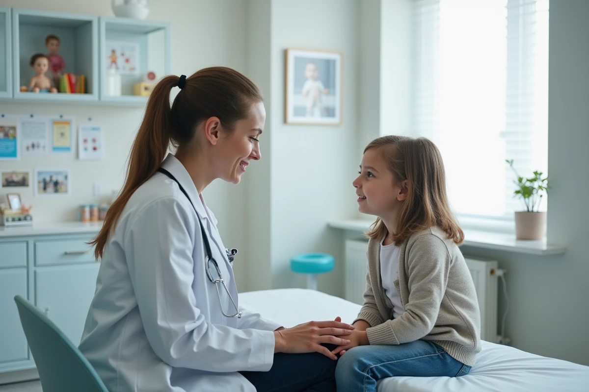 Pediatre examinant une jeune fille dans un cabinet médical